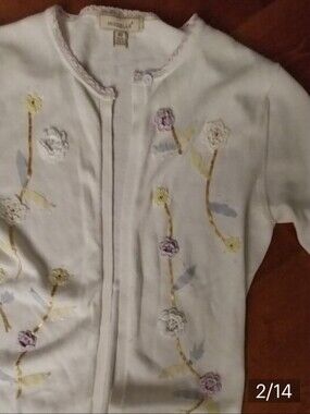 Moiselle White Floral Embroidered Cardigan